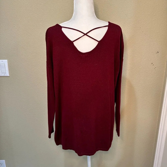 URBAN OUTFITTERS Silence & Noise Lace Up Maroon Sweater - medium - Picture 4 of 5